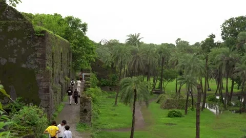 Exploring the Ruins Inside Vasai Fort Stock Footage 341963239