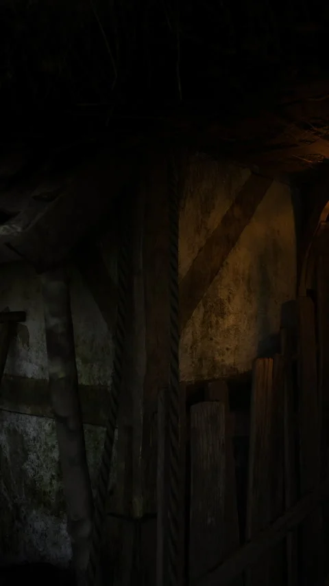 Exploring the rustic charm of an ancient wooden barn at twilight Stock Footage 331817163