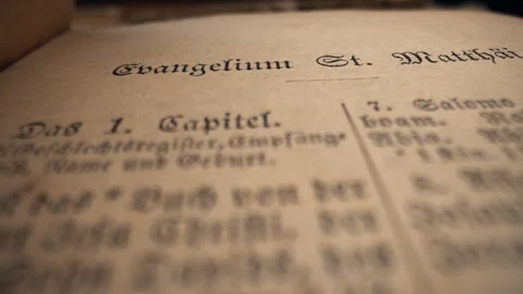 Exploring sacred christians heritage scriptures on german. Details of the Holy Stock Footage 265296518
