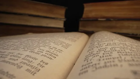 Exploring sacred christians heritage scriptures on german. Details of the Holy Stock Footage 294112190