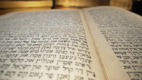 Exploring sacred jewish heritage scriptures on hebrew. Details of the Torah Stock Footage 265082782