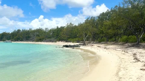 Exploring the sandy beach and clear blue water at a tropical location  Vídeo Stock 331303295