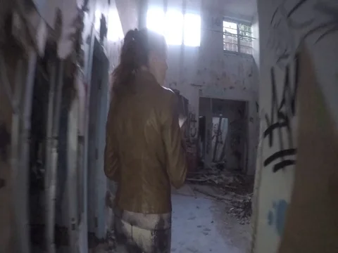 Exploring Scary Dark Abandoned Building GoPro Hero 5 Urbex Stock Footage 80072370