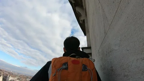 Exploring Scenic Views in a Backpacking Adventure Stock Footage 329374966