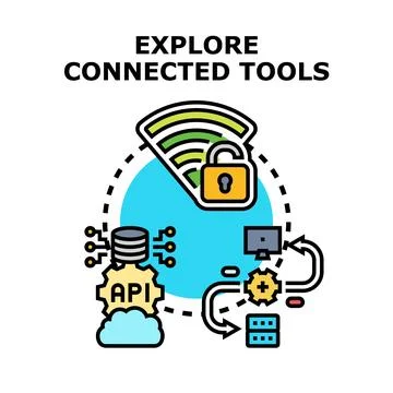 Exploring secure connected tools and digital system integration Stock Illustration