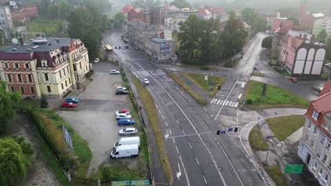 Exploring the Serene Streets of Walbrzych City in Poland at Dawn Stock Footage 280901808