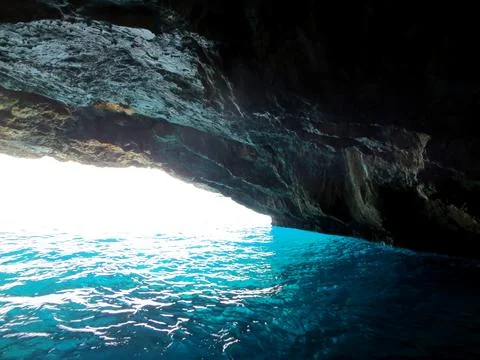 Exploring the Serene Waters and Breathtaking Views of the Blue Grotto in Mo.. Stock Photos