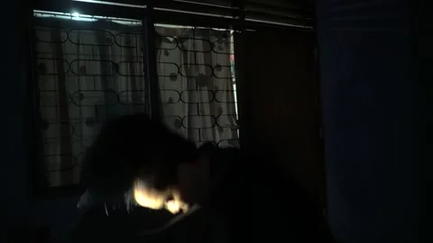 Exploring Shadows with a Flashlight Stock Footage 313467793