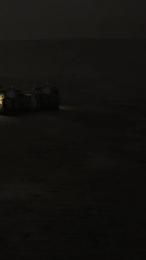 Exploring the silent landscape of an alien world during the night hours Stock Footage 331826776