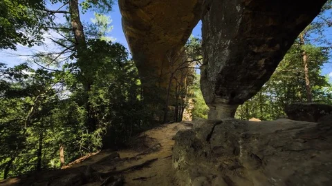 Exploring Sky Bridge Over Red River Gorge in Kentucky Stock Footage 82154182