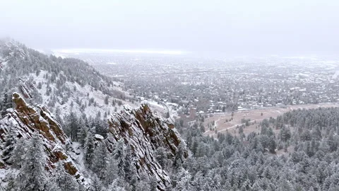 Exploring the snowy beauty of Rocks Forest Town Mountain in winter Stock Footage 288911069