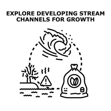 Exploring stream channels for sustainable environmental growth Stock Illustration