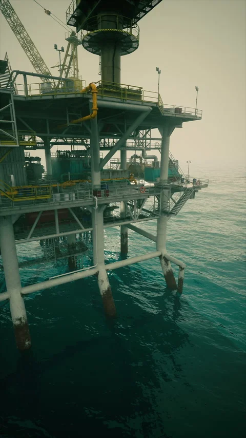 Exploring the structure and function of an oil rig in serene ocean waters 스톡 동영상 319493328