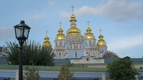 Exploring the stunning architecture of St. Michaels Golden-Domed Monastery in Video stock 288194530