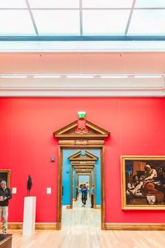 Exploring the stunning interior of Dublin's National Gallery on a vibrant S.. Stock Photos