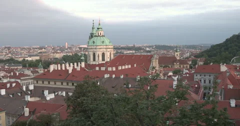 Exploring the stunning rooftops and architecture of Prague's historic district Stock-Footage 283795737