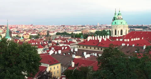 Exploring the stunning rooftops and historic architecture of Prague during 스톡 동영상 283795688