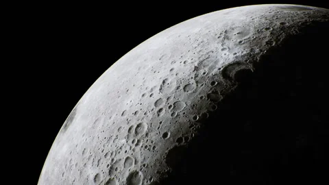 Exploring the stunning surface features of the moon at night Stock Footage 341599499