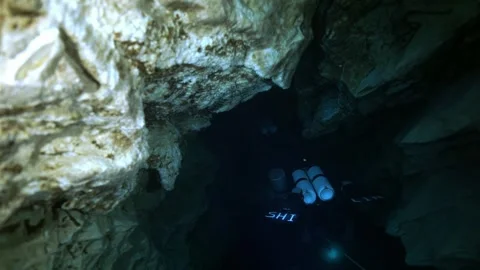 Exploring subterranean wonders, cave diving in Budapest Stock Footage 312078820