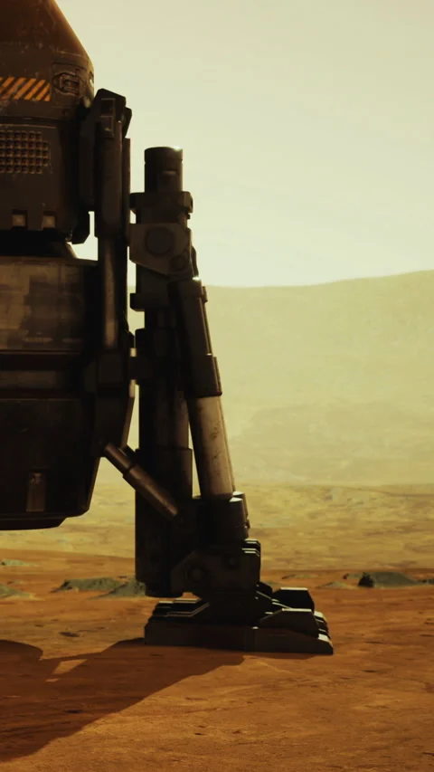 Exploring the surface of an alien world with a robotic companion Stock Footage 331839280