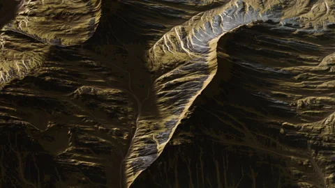 Exploring the surface details of a mountain range with ridges and valleys Stock Footage 345012754