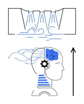 Exploring the Synergy of Artificial Intelligence and Brainstorming in Futur.. Stock Illustration