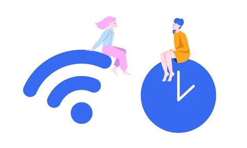 Exploring the themes of Connectivity and Time Management in the Digital Age and Stock Illustration
