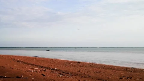 Exploring Thua Duc Beach in Vinh Long, Vietnam during a quiet morning Video stock 347754079