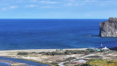 Exploring a Tiny Island in the Middle of the Ocean Stock Footage 265795373