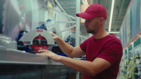 Exploring tools and equipment in a local hardware store during the afternoon Video stock 293673094
