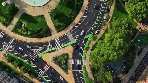 Exploring traffic patterns in aerial view of Philadelphia park area Stock-Footage 321361995
