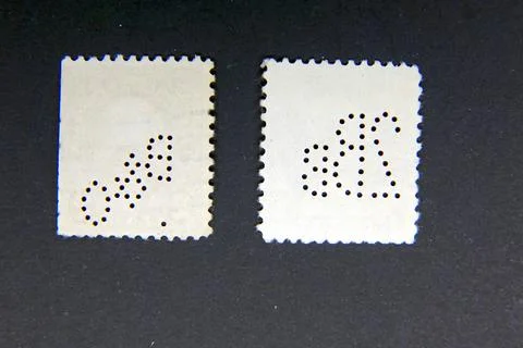 Exploring Unique Ornate Perforations on Postage Stamps From a Philatelic Co.. Stock Photos