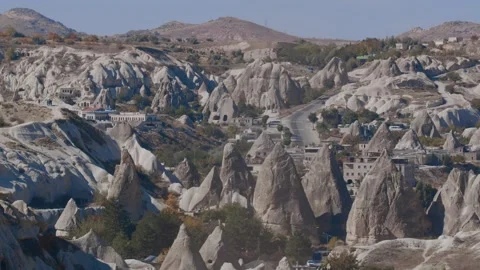 Exploring unique rock formations in Cappadocia during daytime Stock Footage 336806516