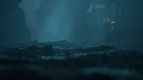 EXPLORING AN UNKNOWN SCI FI PLANET Stock Footage 233184970