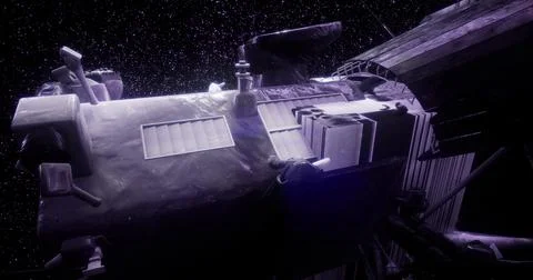 Exploring the vastness of space with spacecraft in deep cosmic scenery Stock Illustration