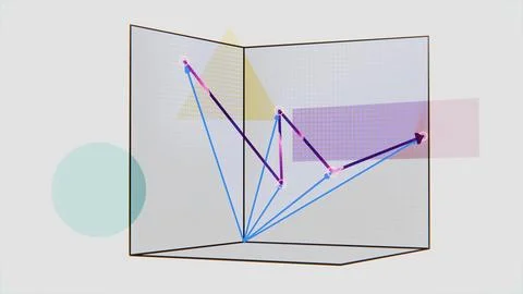 Exploring Vector Math Through Popular Science Demonstration, 3D rendering. Stock Illustration