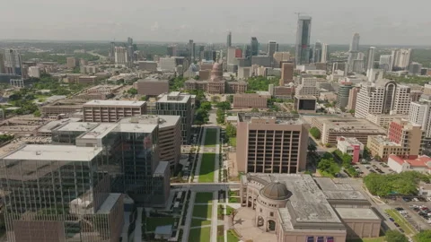 Exploring the vibrant downtown Austin metropolis cityscape from above Stock Footage 288843745