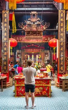 Exploring the vibrant Sin Sze Si Ya Temple in Kuala Lumpur, Malaysia during a Stock Photos