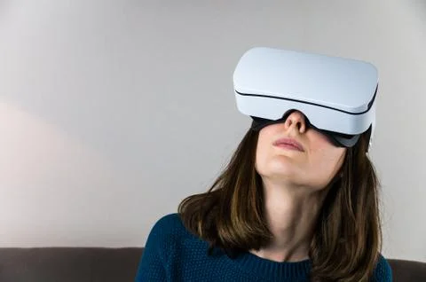 Exploring virtual reality in vr box Stock Photos