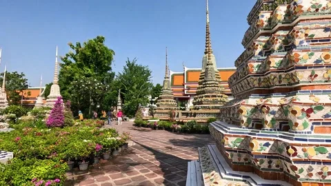 Exploring Wat Pho Temple in Bangkok Stock Footage 314813029
