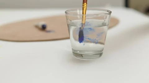 Exploring Watercolor Painting Techniques Understanding the Interaction of Brush Video stock 307449835