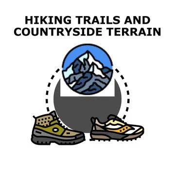 Exploring wild natural terrain with hiking footwear Stock Illustration