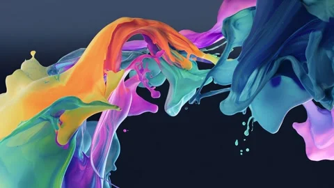 Explosion of abstract colorful paints in dynamic flow Video stock 316667009