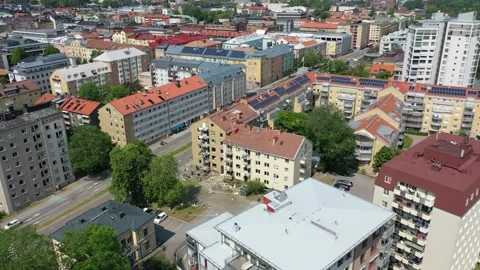 Explosion, Ådalagatan, Linköping, Sweden Stock Footage 219637004