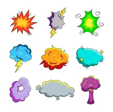 Explosion air cloud. Comic speech bubble. 스톡 일러스트
