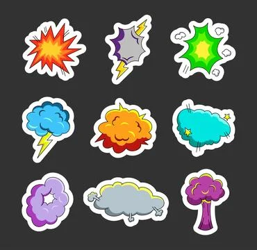 Explosion air cloud. Sticker Bookmark. 스톡 일러스트