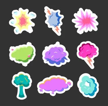 Explosion air cloud. Sticker Bookmark. Illustrazione stock