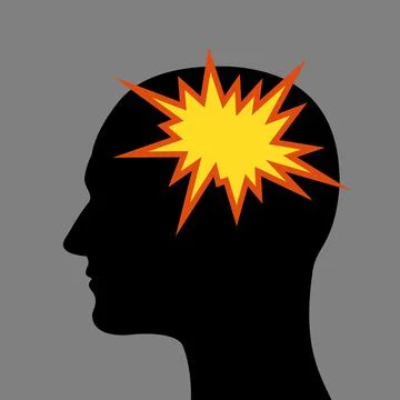 Explosion and blow-up in head as brain stroke and mental attack. Vector illus Stock-Illustration