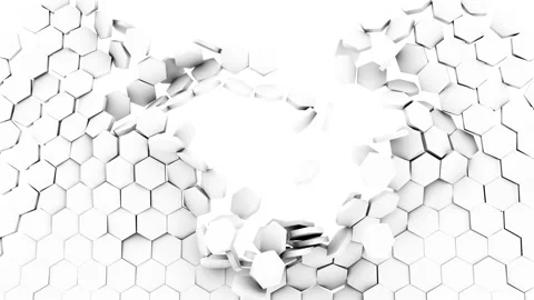 Explosion and destruction of a white wall on a transparent background Stock Footage 236619577