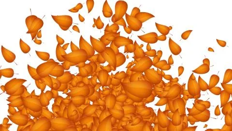 Explosion and fall of fallen red leaves from a tree on a white background, is Illustrazione stock